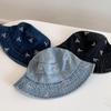 Sunshade Bowknot Cowboy Fisherman Hat Outdoor Covering Basin Hat Y2K Denim Bucket Hat  Women