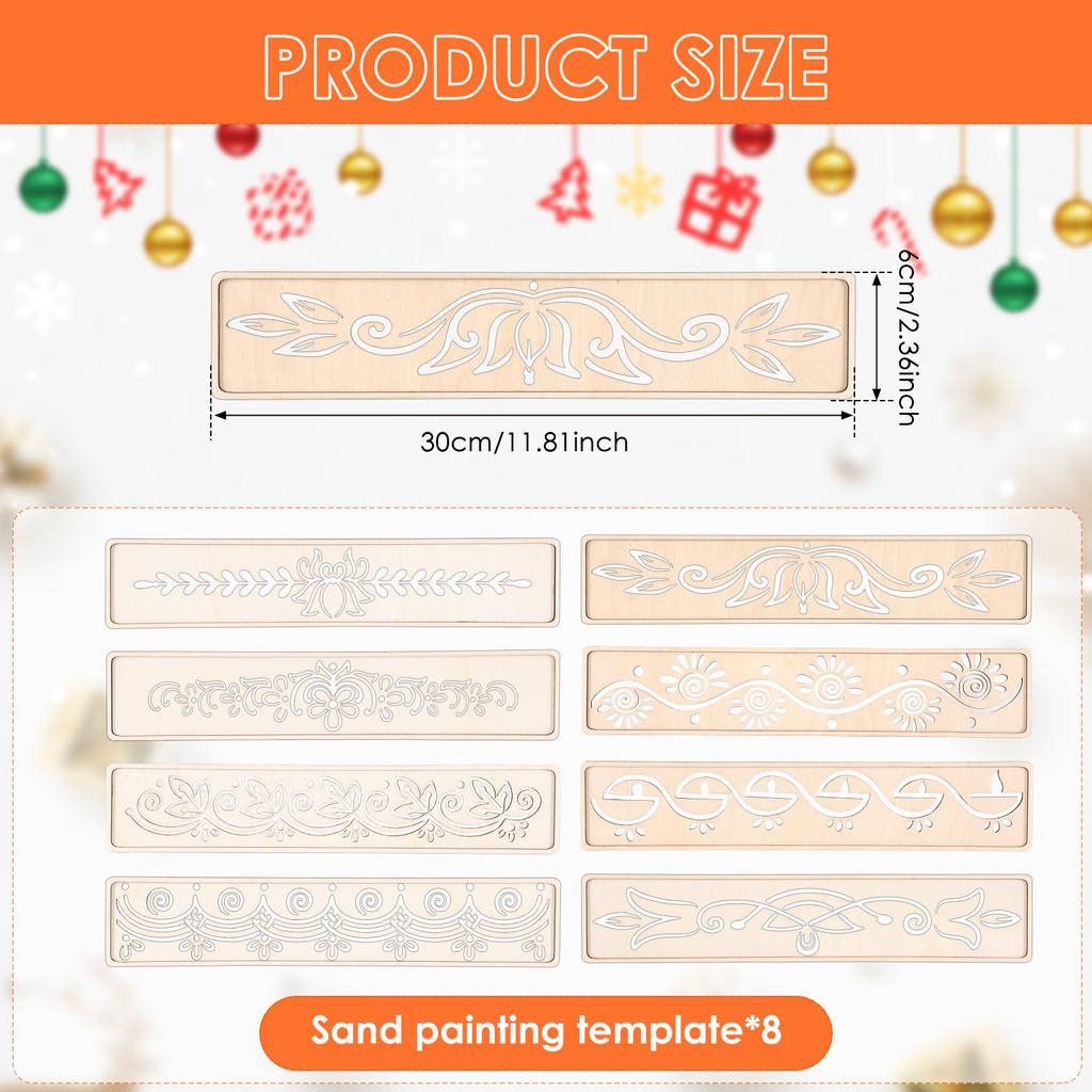 8Pcs Diwali Rangoli Stencils 11.8inch Wood Rangoli Painting Stencil Tool DIY Making Kit for Floor Crafts Festival Decor