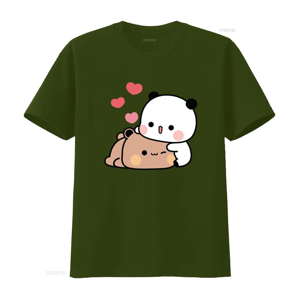 Panda Bear Hug Bubu Dudu Valentines Days T Shirt Classic vintage Washed Casual homme designer clothes streetwear