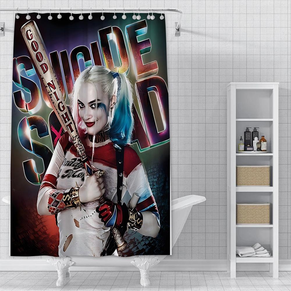 Tenda da Doccia Harley Quinn Tessuto in Poliestere Impermeabile Pittura Colorata Tende da Bagno Decorazione Bagno di Casa Tenda con Ganci