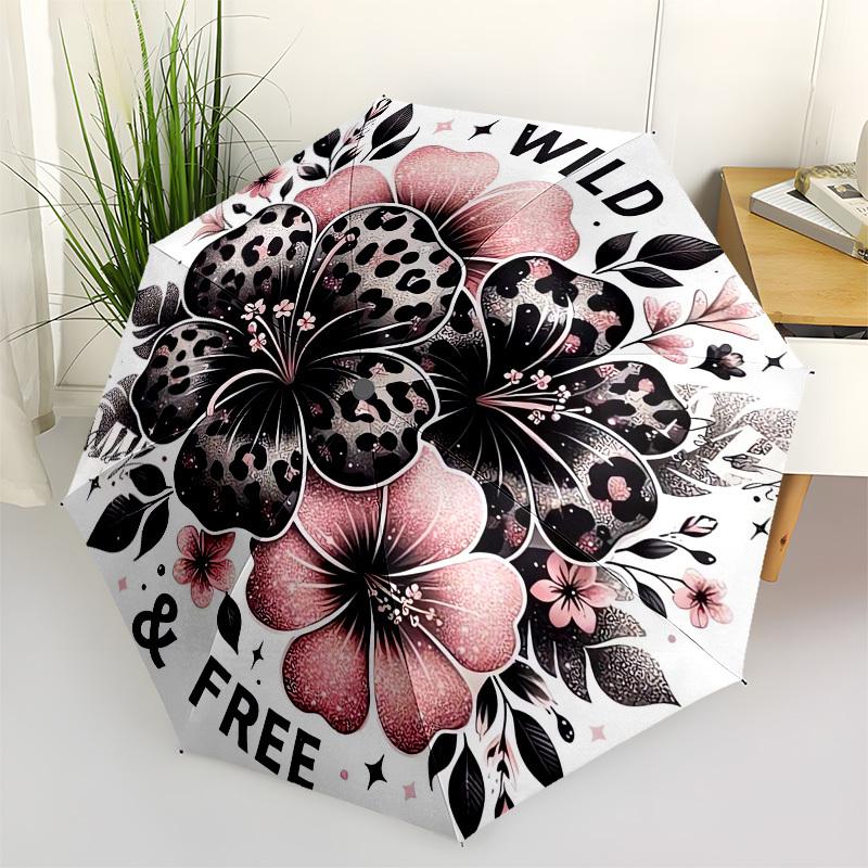 

1pc Wild & Free Floral Artwork Umbrella with Plastic Handle,Vibrant Cartoon Pattern,Multi-functional UmbrellaPT230