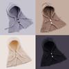 Winter Fashion Knitted Hooded Hat Women Grey Neck Cover Balaclava Beanies Korean Trend Y2k Wool Pullover Hat