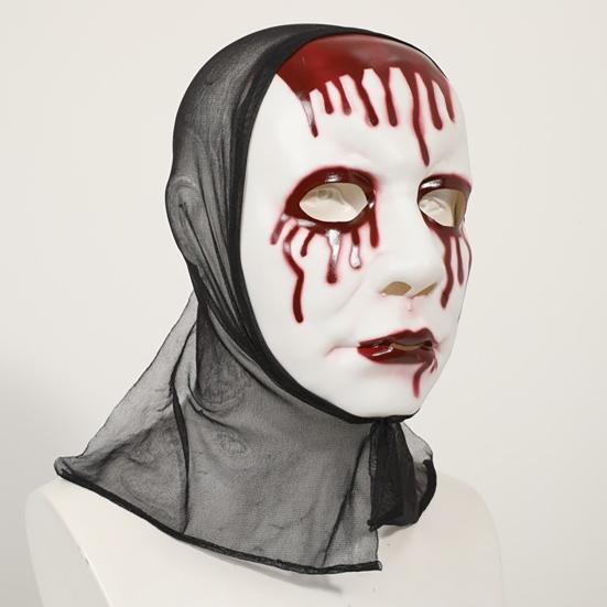 Scary Halloween Masque Realistic Horror Blood Masque Creepy White Cosplay Masque for Halloween Masquerade Party Costume Accessory