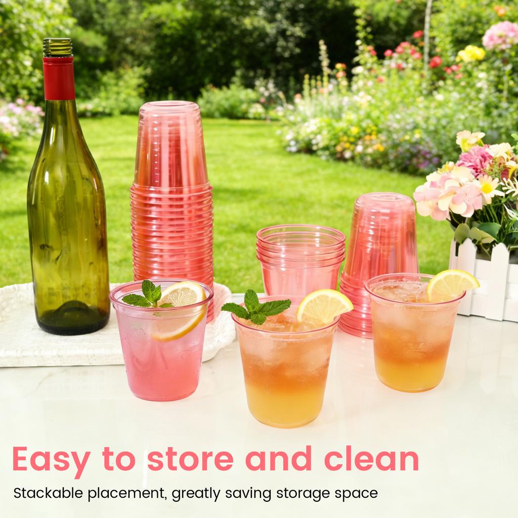 100/50Pcs Plastic Drink Cup 12oz Wine Glasses Crystal Cocktail Cups Cold Drinking Party Glasses for Wedding Party Dessert Cup