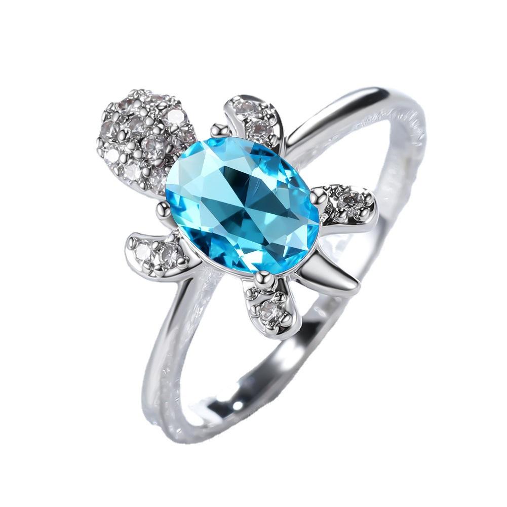 Hot Selling Fashionable White Diamond Turtle Ring Couples Simple Index Finger Ring Accessory