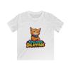 Orange Tabby Cat Cyberpunk Neon Funny Kitten Attitude Kids Softstyle Tee