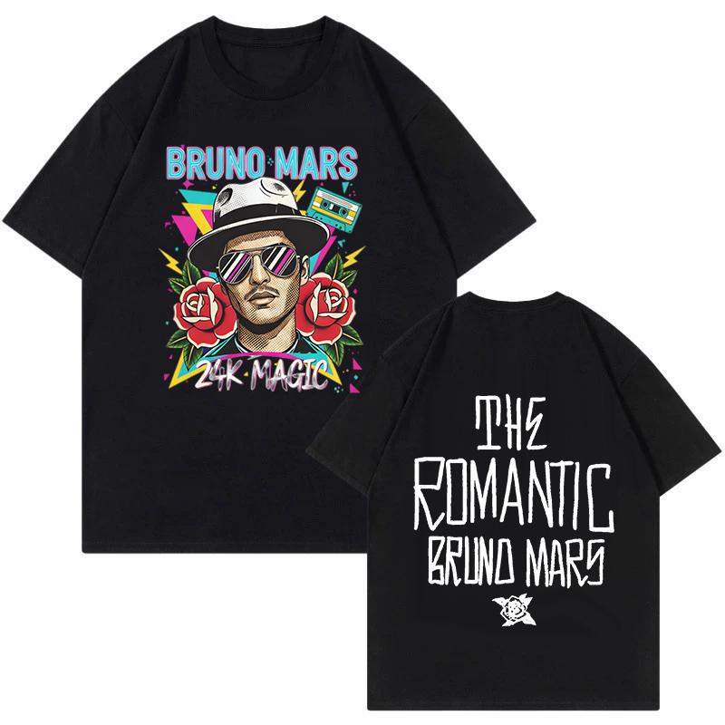 New Bruno Mars Print Vintage Tshirt The RoUnisextic Tour 2026 Graphic T Shirt Unisexs Clothing Women Fashion Summer T Shirt