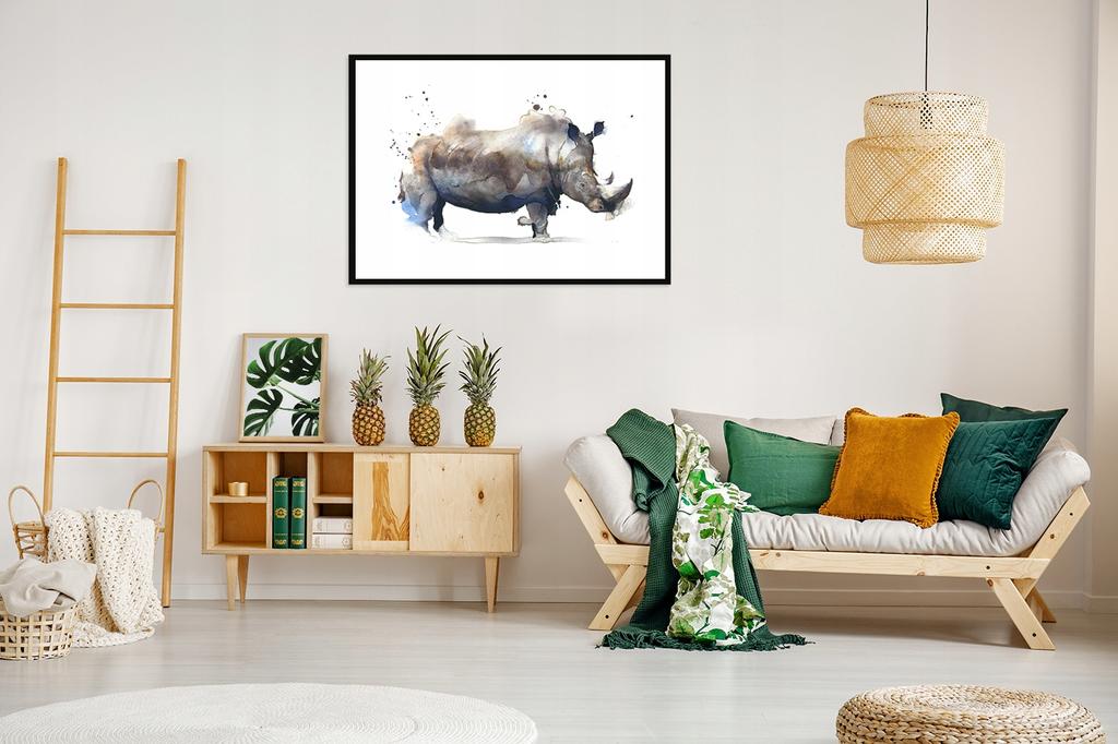 Obraz plakat w ramie 43x33 cm nosorożec p1206