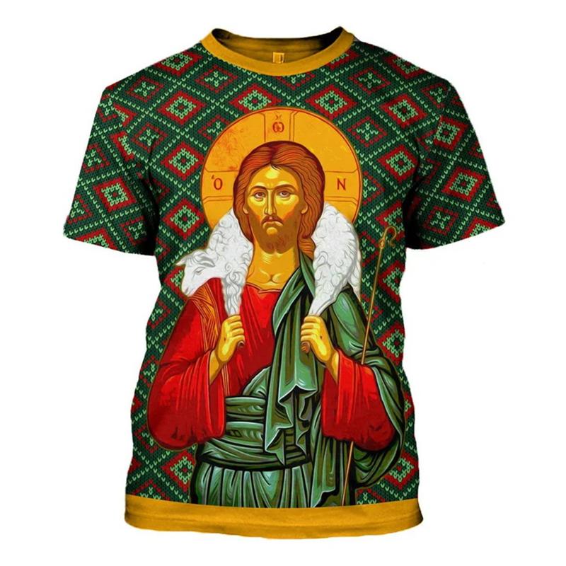 T-shirt Cristiana Gesù Uomo Donna Stampa 3D Grafica Ortodossa Manica Corta Nuova Retro Abbigliamento Unisex Dropshipping