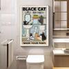 Retro Kitten Cartoon Canvas Painting Bathroom Toilet Poster Toilet Children's Room Decoration Painting for Modern Living Room Asian Style Home Decor