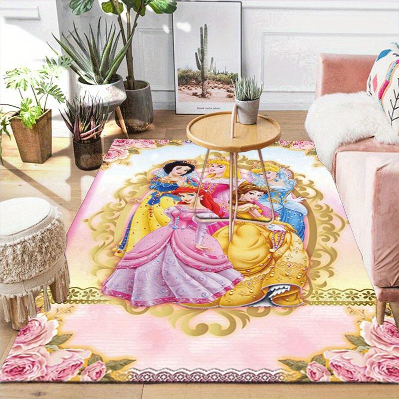 1pc Princess Pattern Area Rug Soft Flannel Floor Mat for Living Room,Office,Bedroom and Carpet