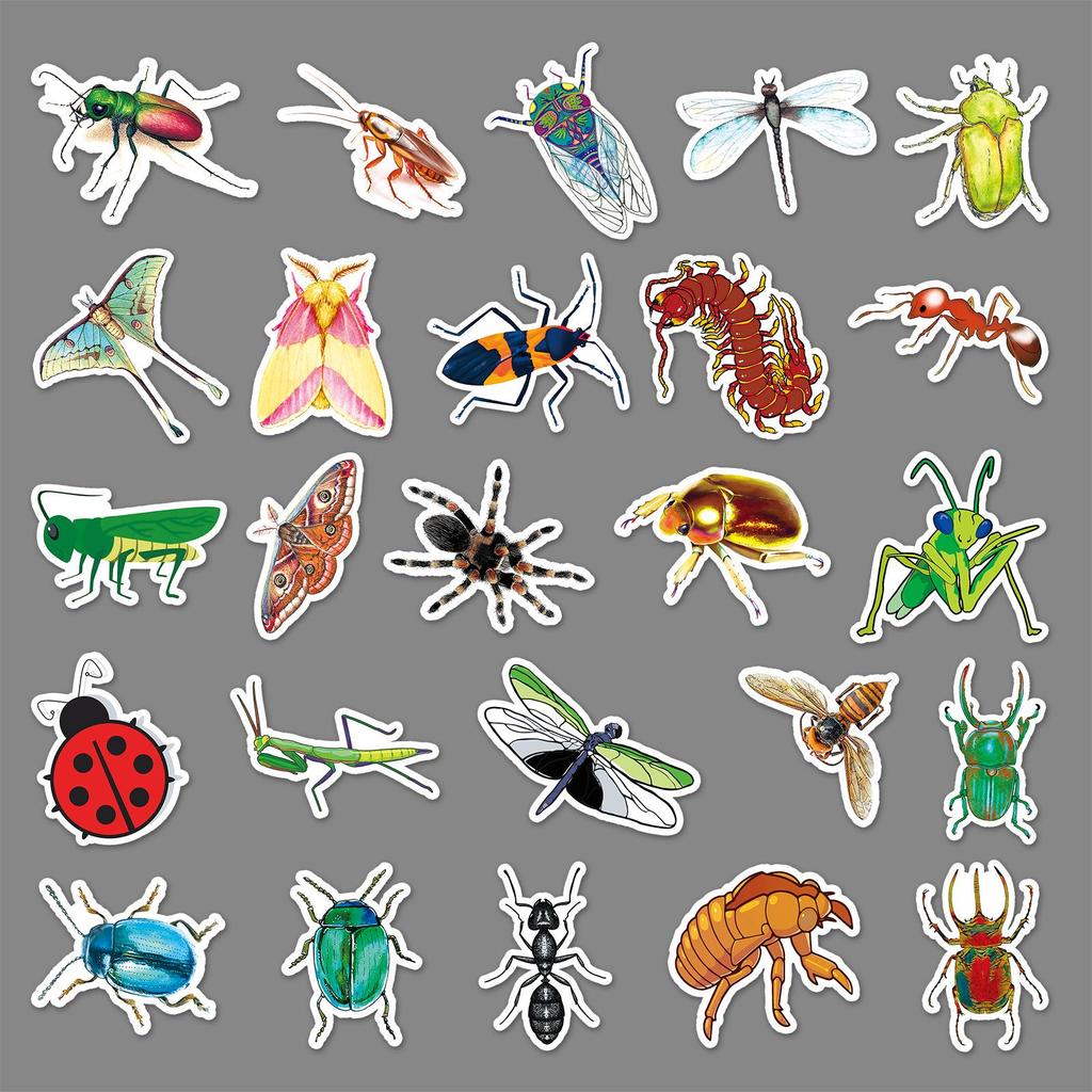 50pcs Animal Insect Stickers for Luggage, Laptops & Cars - Trendy Graffiti Design