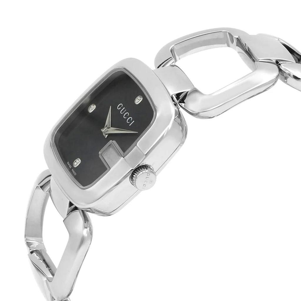 Gucci YA125509 Schwarzes Zifferblatt Edelstahl Diamant Damenuhr