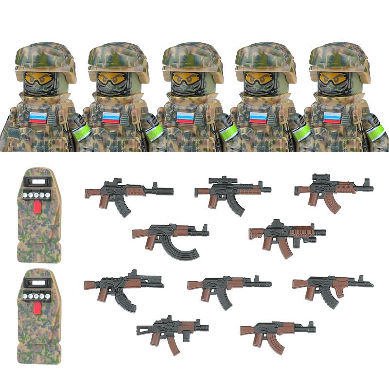 City Army Figures Building Blocks Russia Army Soldiers Weapons Special Combat Uniform Shield Combat Vests Shields Brick Toys