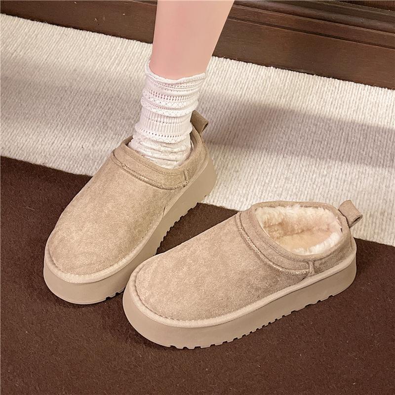 Star Super Mini Slope Mouth Thick-soled Short Snow Boots Women's Low-top Suede Fleece Non-slip Women's Shoes