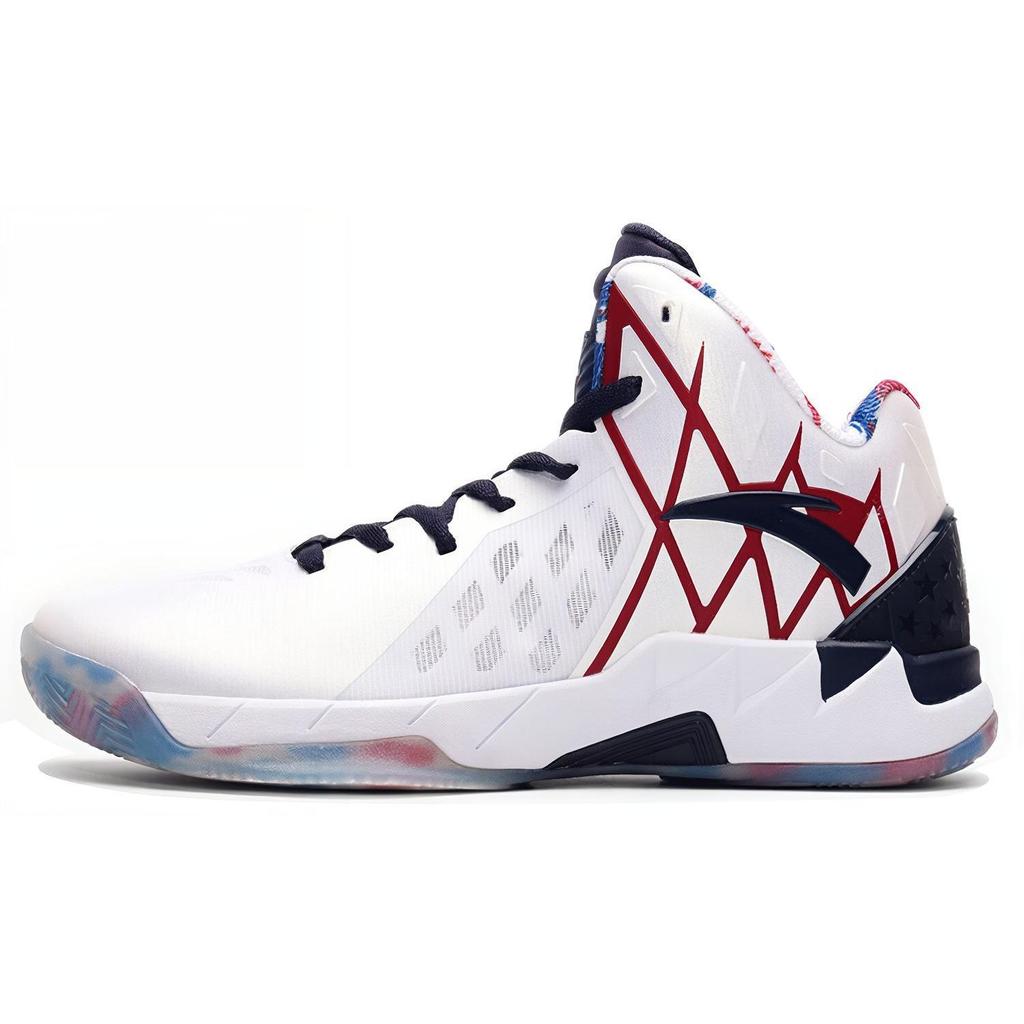 Anta KT1 Fabric Comfortable Shock Absorbing Wear Resistant Mid Top Basketball Shoes Men sneaker White Black Red 11631101-1