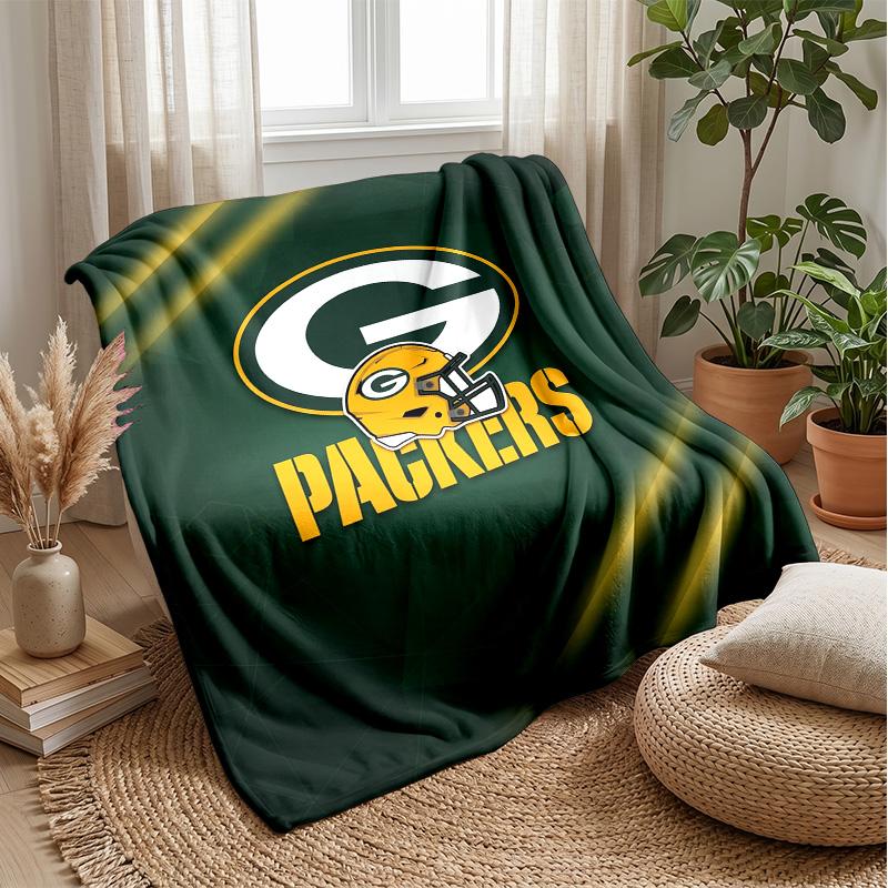 Green Bay Packers Flannel Fleece Blanket Cozy Warm Throw Blanket For Couch Bed Travel All Season Use