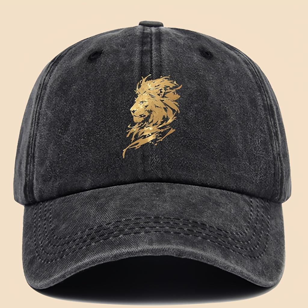 Pc Powerful and Premium Golden Lion Trendy Pattern Print Baseball Cap Urban Casual Headwear Black Papa Trucker Hat Solid Col