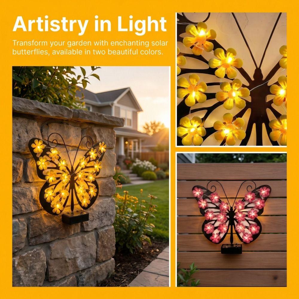 Solar Butterfly Wall Sconce Outdoor Decorative Light for 1.2V/0.5W Villa Patio