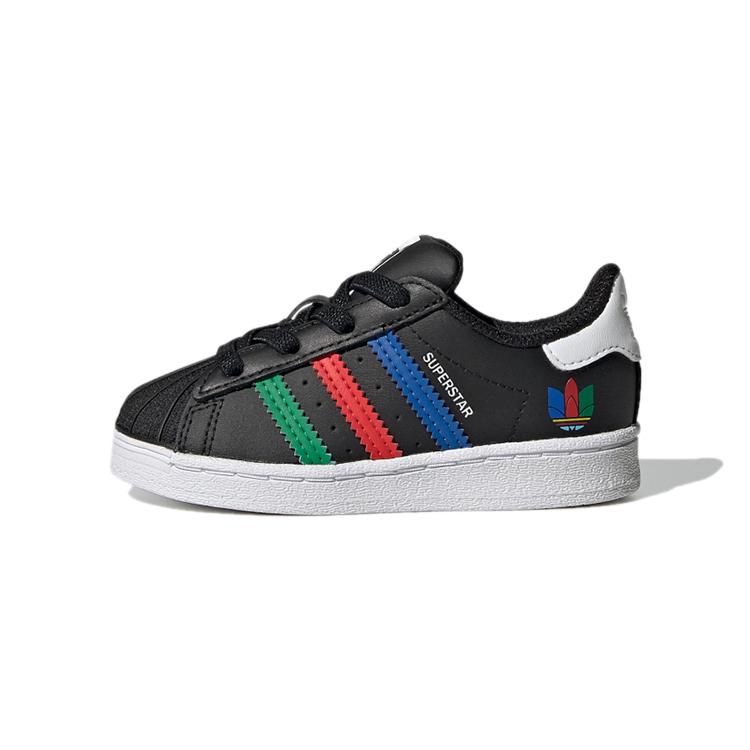 Adidas Originals SUPERSTAR El I Удобные Низкие Скейтбордические Кроссовки Черные Для Младенцев и Малышей FW5239 23