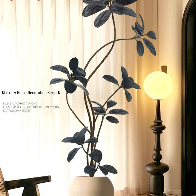 Luxurious Black Gold Ficus Elastica Artificial Tree: Indoor Ornament and Floor Decoration