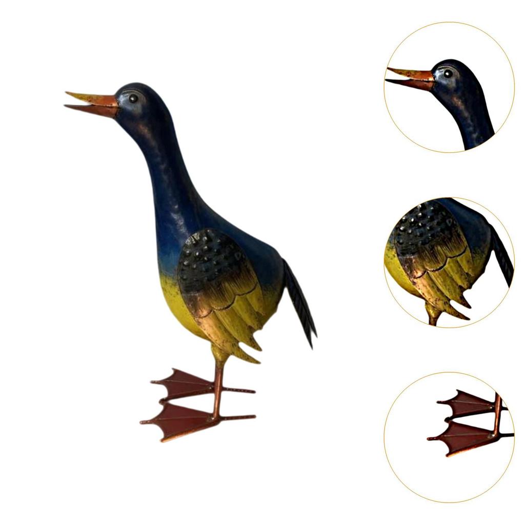 Duck Statue Colorful Outdoor Courtyard Craft Home Decorative Scene Lifelike Outdoor Garden Statue Metal Painted Ducks Sturdy