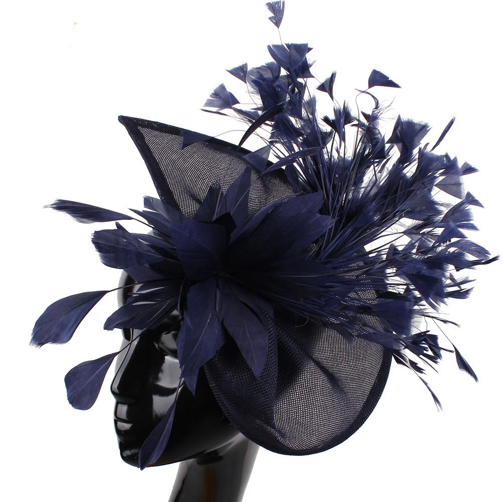 

Retro Rose Red Visor Hat European And American Style Feather Imitation Flower Headdress Hairpin Headband