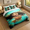 Soft Bedding Set Moana cartoon Pattern, 1 Duvet Cover plus 2 Pillowcases Stylish Bedroom Home Textile