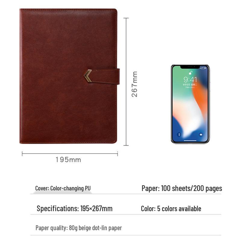 B5 Leather Business Notebook with Detachable Sleeve and Replaceable Core