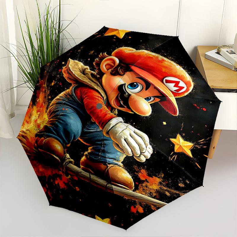 1pc Super Mario Fully Automatic Folding Portable Umbrella, 8 Iron Frames, Three-Fold Design, Suitable for All Seasons, Suitable for Outdoor Use.I
