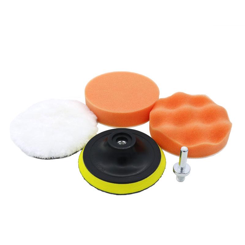 5-teiliges Auto-Detailing-Schwamm- & Wollpolierpad-Set – 3-7 Zoll Flache & Waffel-Scheiben