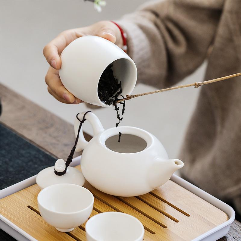 Ceramic Travel Kung Fu Tea Set Household Simple Portable Teapot Cup Business Gift Customization