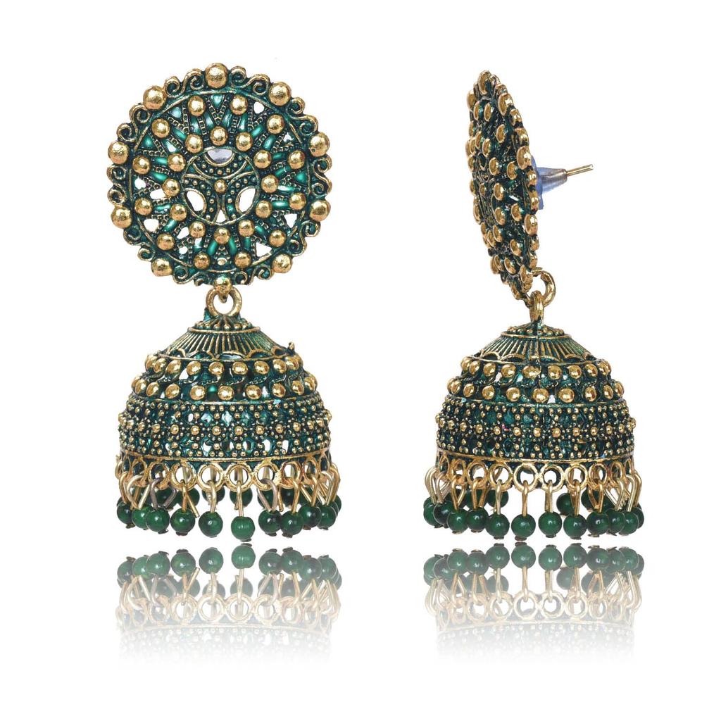 Ethnic Oxidised Jhumka for Women and Girls Wedding, Party Festival Wear Alloy Jhumki Earrings