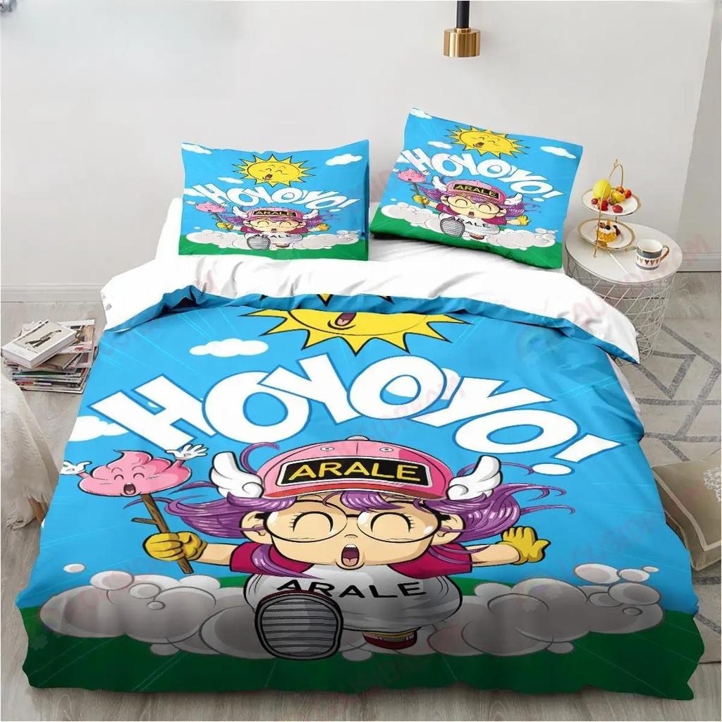 New Cute Cartoon DR Slump Arale Anime Bedding Set King Twin Double Microfiber Polyester Duvet Cover