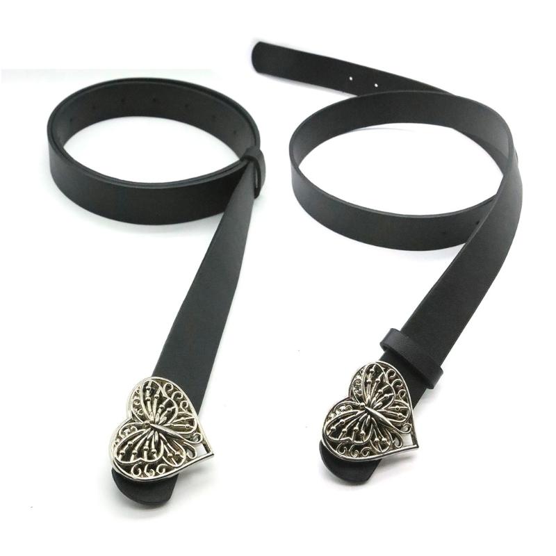 Love Heart Butterfly Buckle Belt for Teens Casual Belt Pants Jeans Belt Eye Catching Waistband Women Accessories
