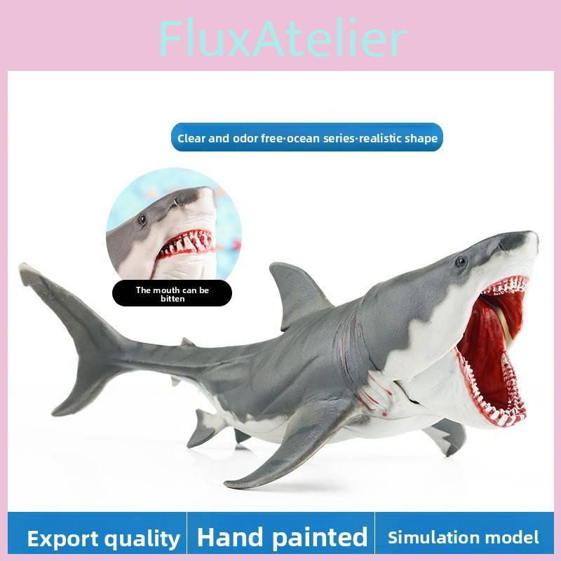 Marine Life Animal Model Large White Shark Toy With Biting Mouth For Aquarium Display