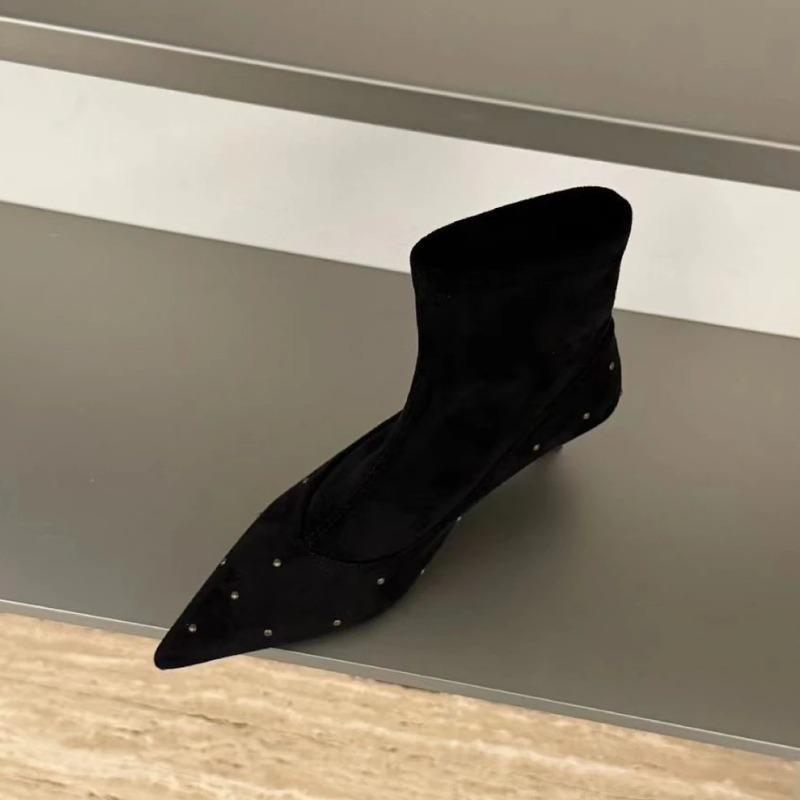 Fashion Ankle Boots Women Pointed Toe High Heels Shoes Suede Designer 2025 Trend New Fashion Winter Snow Boots Woman Sexy Pumps Botas