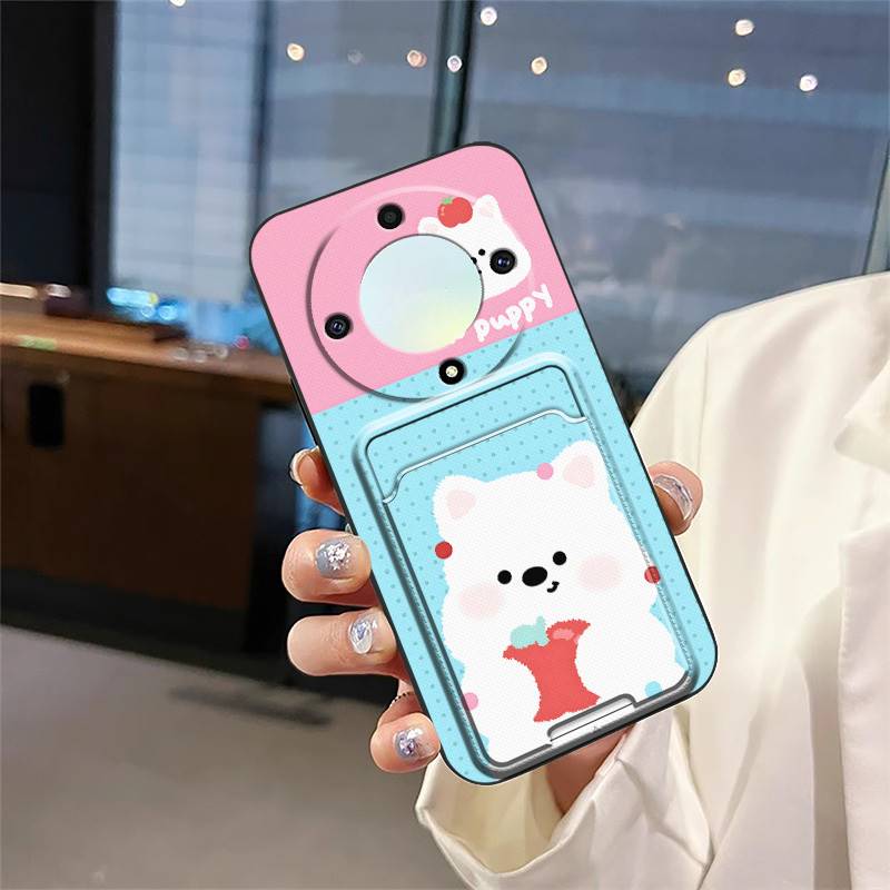 Shockproof Back Cover Phone Case For Honor X9a 5G/Magic5 Lite Card slot Dirt-resistant Silicone protective Card bag Cute