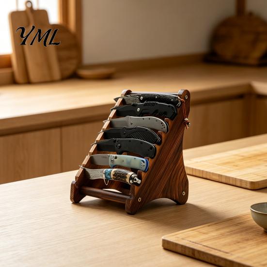 Stabiler Messeraufbewahrungsständer für Köche Holz-Ausstellungsständer, Stufenförmiges Design, Holz Platzsparend Vielseitiger Organizer Küche Und Café Dekor Halter, Multi