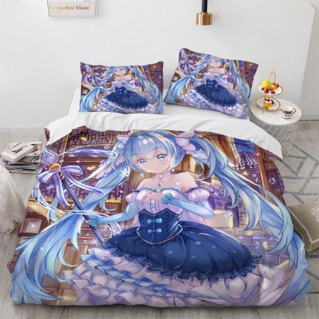 3D Print Japanese Anime Kawaii Hatsune Miku Duvet Cover Bedding Set Queen King Full Size for Holiday Bedroom Teens Women Gift