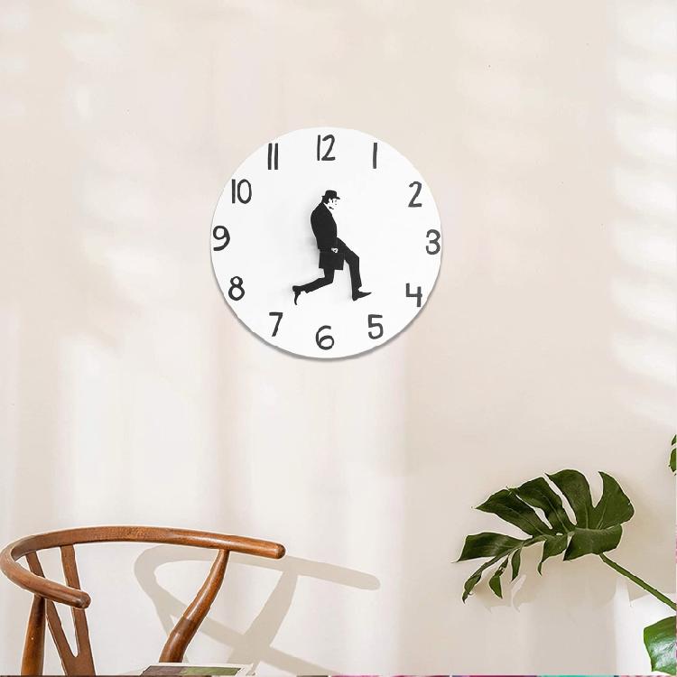 Novelty Comedian Wall Watch Funny Walking Silents Mutes Clocks for Home Living Room Bedroom Decoration
