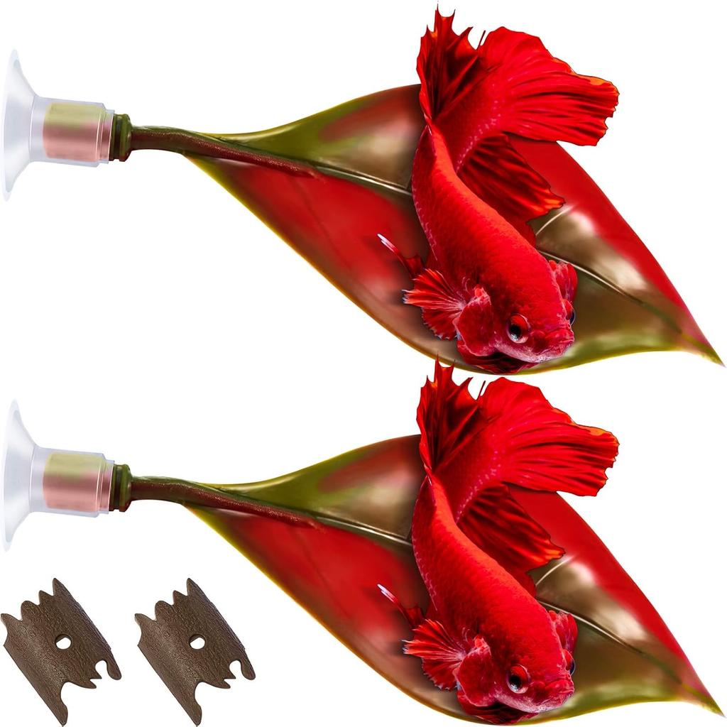 WILLBOND 2 Pcs Blue Pink Silicone Betta Fish Bed Leaf Hammock Betta Fish Tank Accessories Decorations for Aquarium Ornaments, Practical Resting Spot,