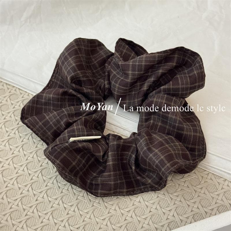 Korean Style High-End Plaid Hair Tie for Women - Versatile Hair Rope for Low Ponytails and Buns
