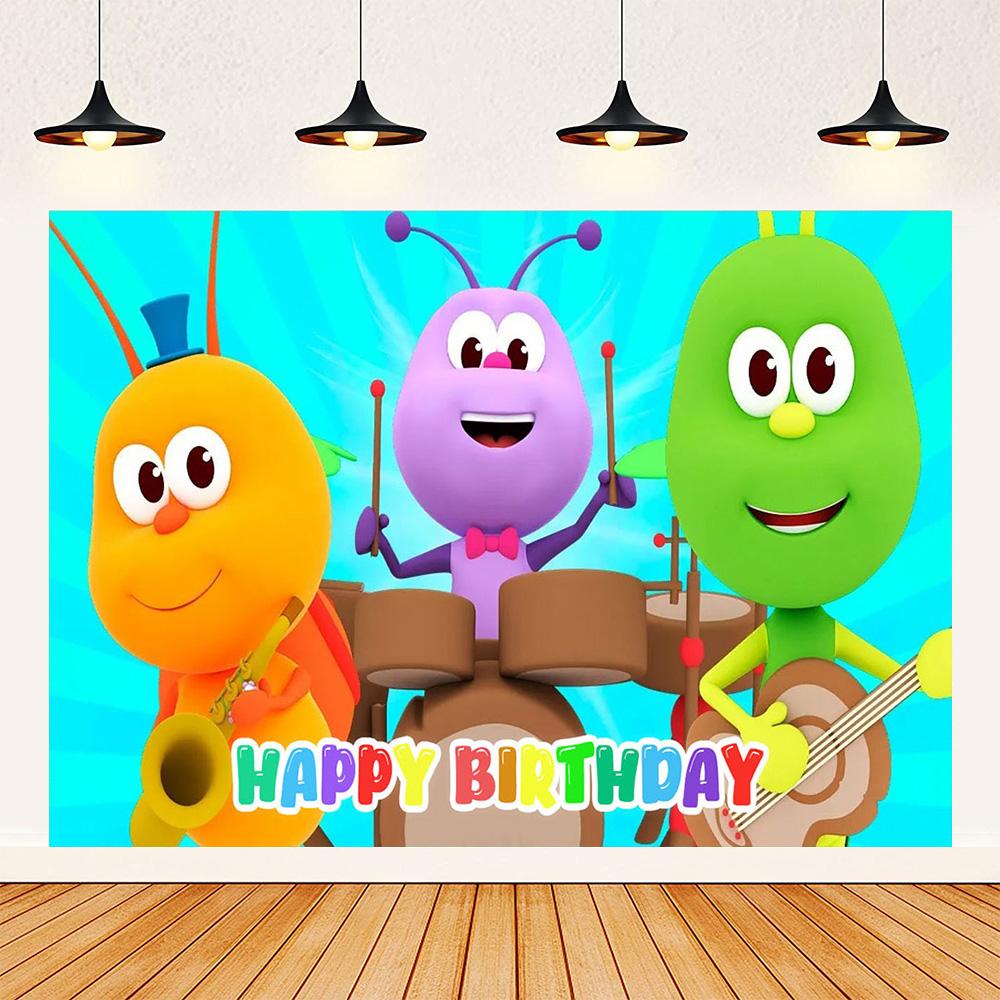 Cartoon Photo Backgrounds Bichi Kids 1st Birthday Party Baby Shower Decoration Rainbow Ant Doll Friends Photo Background