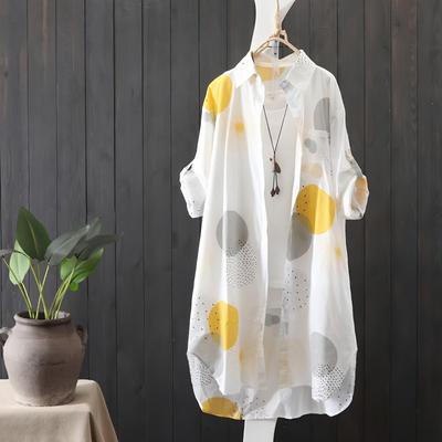 Chemise Longue Imprimée pour Femme Vêtement Protection Solaire en Mousseline pour Femme Vêtement Protection Solaire Fin d'Été Nouveau Cardigan Lâche pour Femme Veste Fine