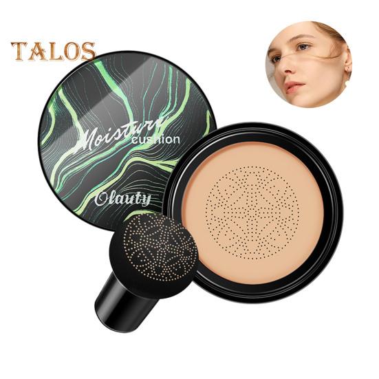 Crème CC avec houppette à poudre de champignon Fond de teint correcteur de couleur à couvrance totale Hydratant Longue durée Contrôle du sébum Anti-cernes léger et naturel