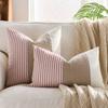 2PC Boho Cushion Cover, Stripe Cotton Patchwork Pillowcase with Hidden Zipper, Farmhouse Accent Throw Pillow Cover for Couch Bed