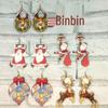 Creative Santa Claus and Reindeer Christmas Wooden Earrings