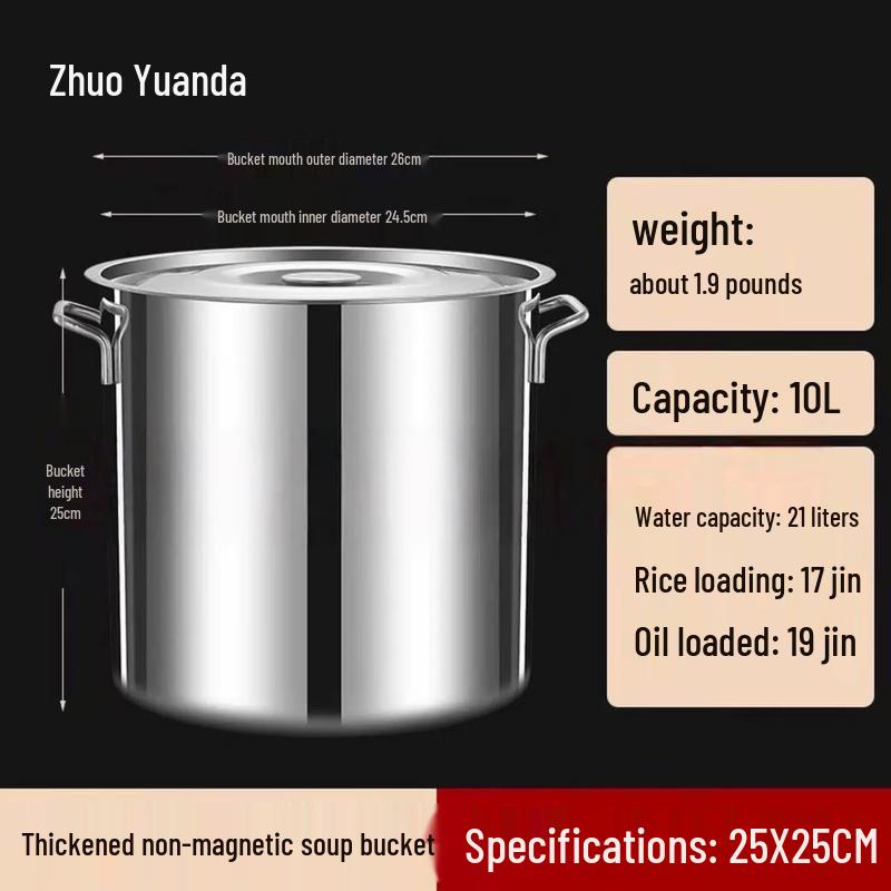 Zhuoyuanda 304 Stainless Steel Commercial Stock Pot with Lid