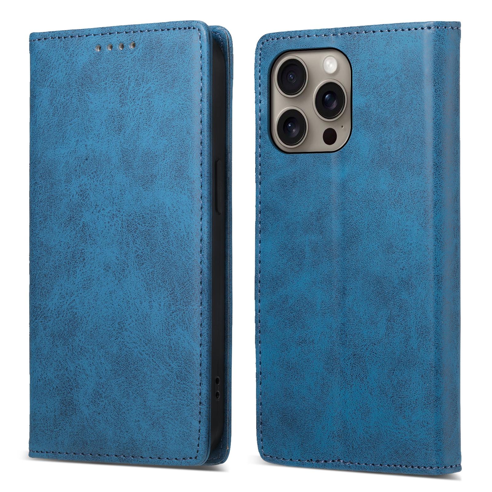 

DF-05 For iPhone 16 Pro Max Case RFID Blocking PU Leather Flip Phone Cover Blue